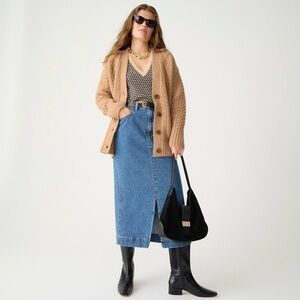 J. Crew - Cable-knit Stretch Cardigan Sweater - Heather Acorn